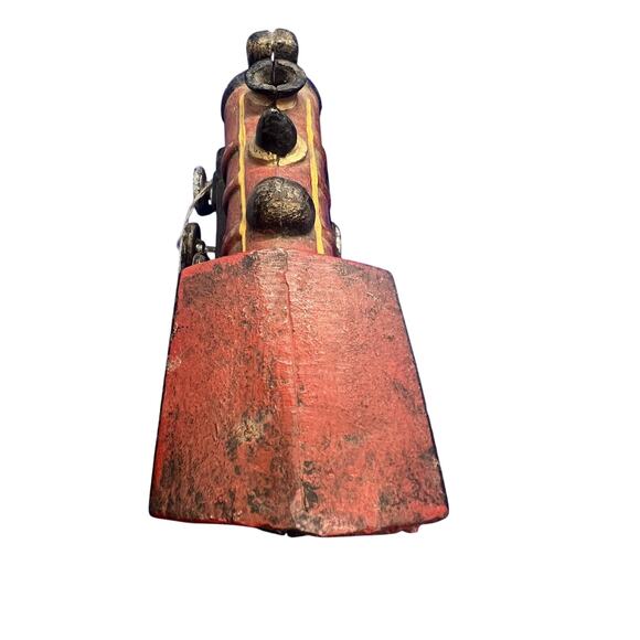 Vintage Cast Iron Locomotive Train Red Black Paint Antique Toy Train Engine - Picture 8 of 13